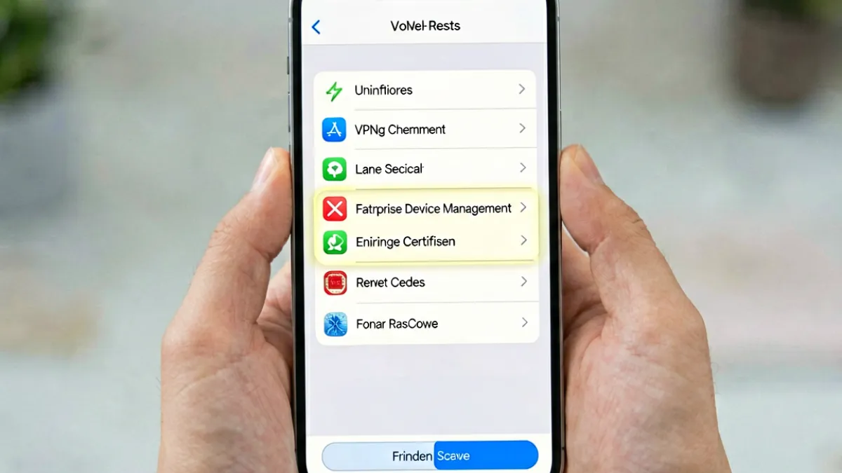 iPhone手机在设置中信任黄瓜视频企业证书的操作步骤界面示意图