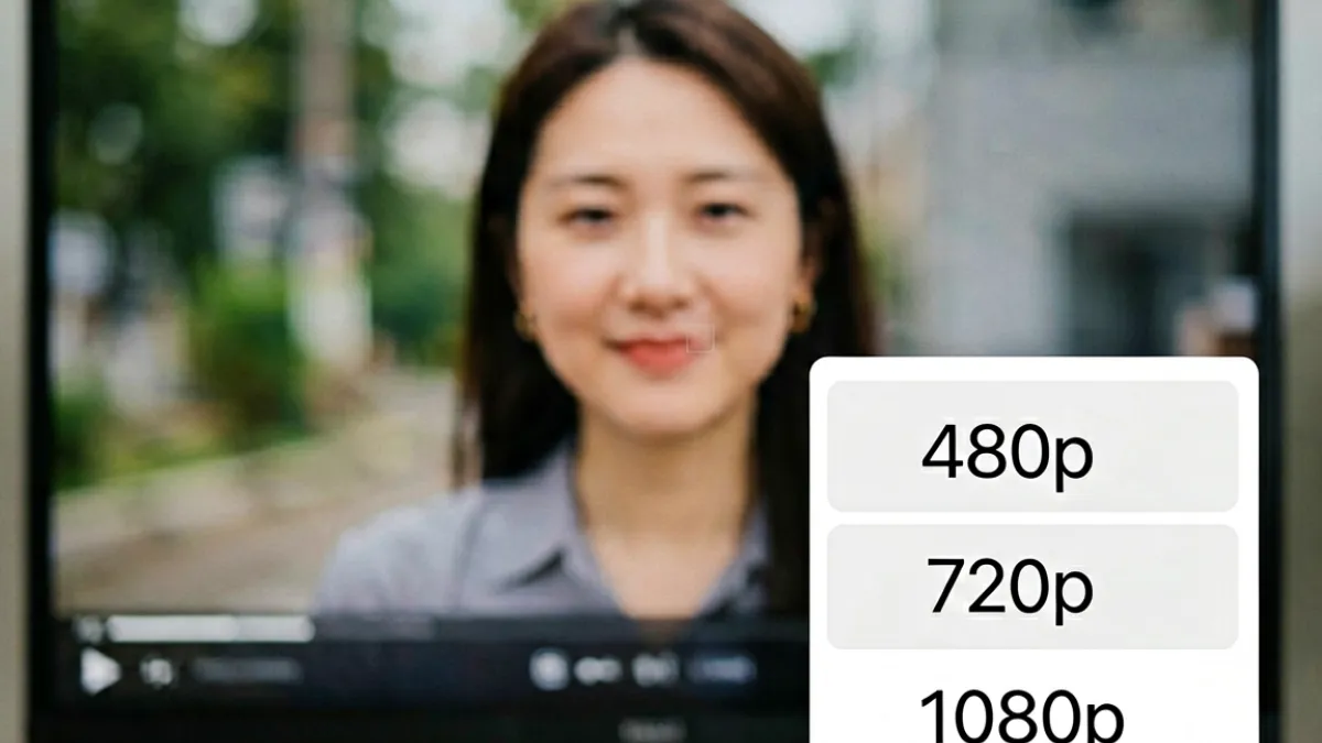 黄瓜视频高清画质切换界面，展示480p到1080p多档清晰度选项